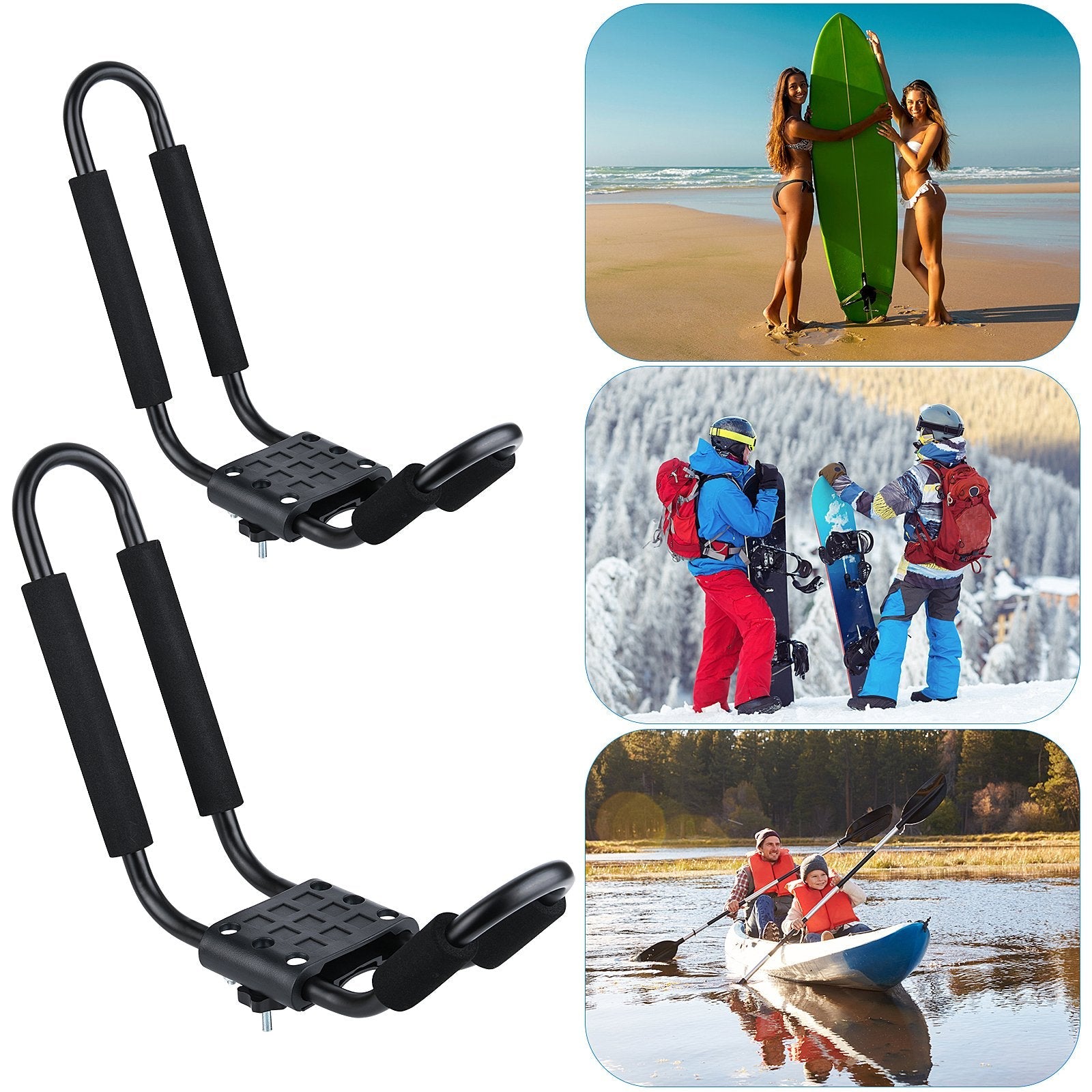 j bar kayak roof rack universal hd marine kayak carrier for kayaks canoe surfboards ski board sup paddle boards on suv car truck with1 pair