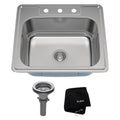 25 Inch Topmount Single Bowl 18 Gauge Stainless Steel Kitchen Sink ,Kitchen Accessories, Household Items, Easy To Install