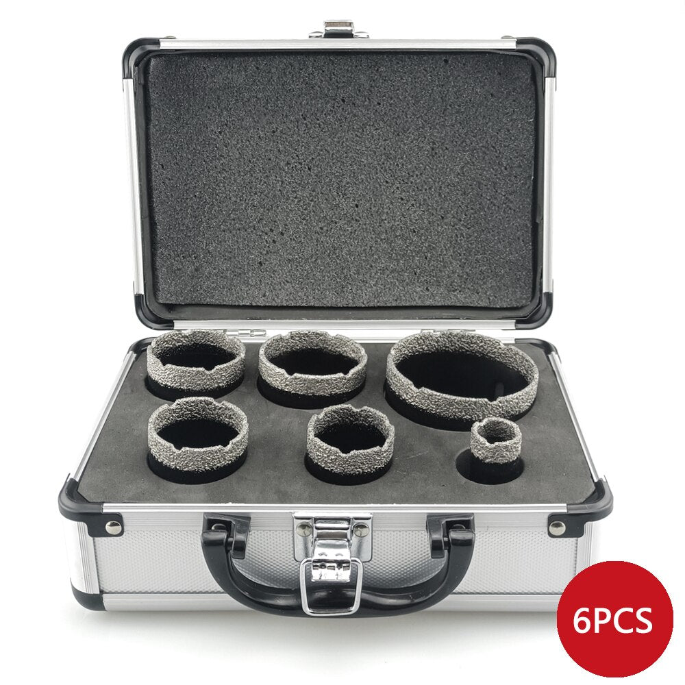 6 Pcs 20-68mm M14 Thread Diamond Dry Vacuum Brazed Drilling Core Bits Set Porcelain Tiles Crowns Granite Marble Hole Saw Tools