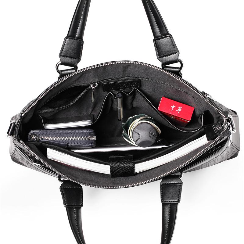 portable briefcase mens leather computer bag knitted hand bag single shoulder bag high end leather cross border custom