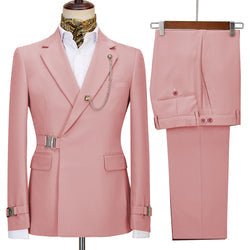 2022 New Design Mens Suits 2 Pieces Slim Fit Set Metal Clasp Custom Daily Prom Wedding Suits for Men