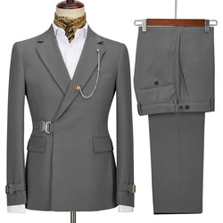2022 New Design Mens Suits 2 Pieces Slim Fit Set Metal Clasp Custom Daily Prom Wedding Suits for Men