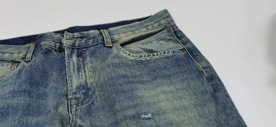 2023 plus size men's jeans  Denim  All Cotton flared  Leg bottom  Men Jeans  Ripped  Fashion Denim Pants Cool stacked Jeans