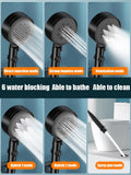 ABS shower nozzle, 5 water-saving modes, adjustable high pressure, one click water stop, bathroom accessories