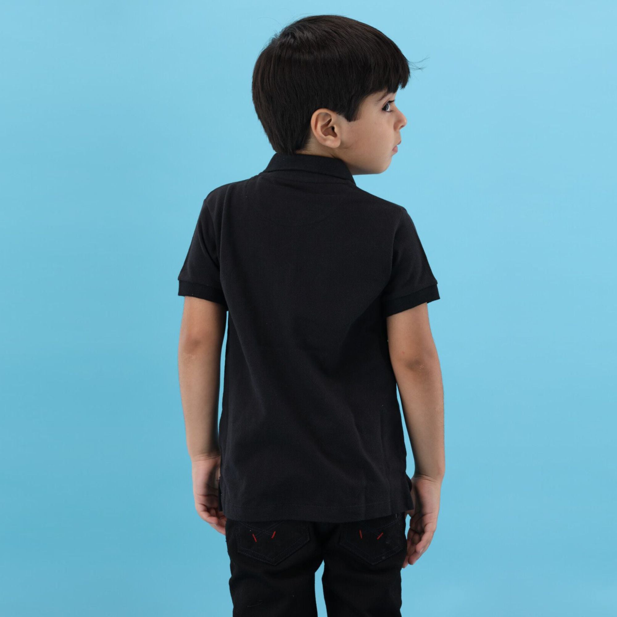 Summer Season 100% Combed Cotton Pique 220 gsm Custom Embroidered Logo Short Sleeves Black Kids Polo Shirt