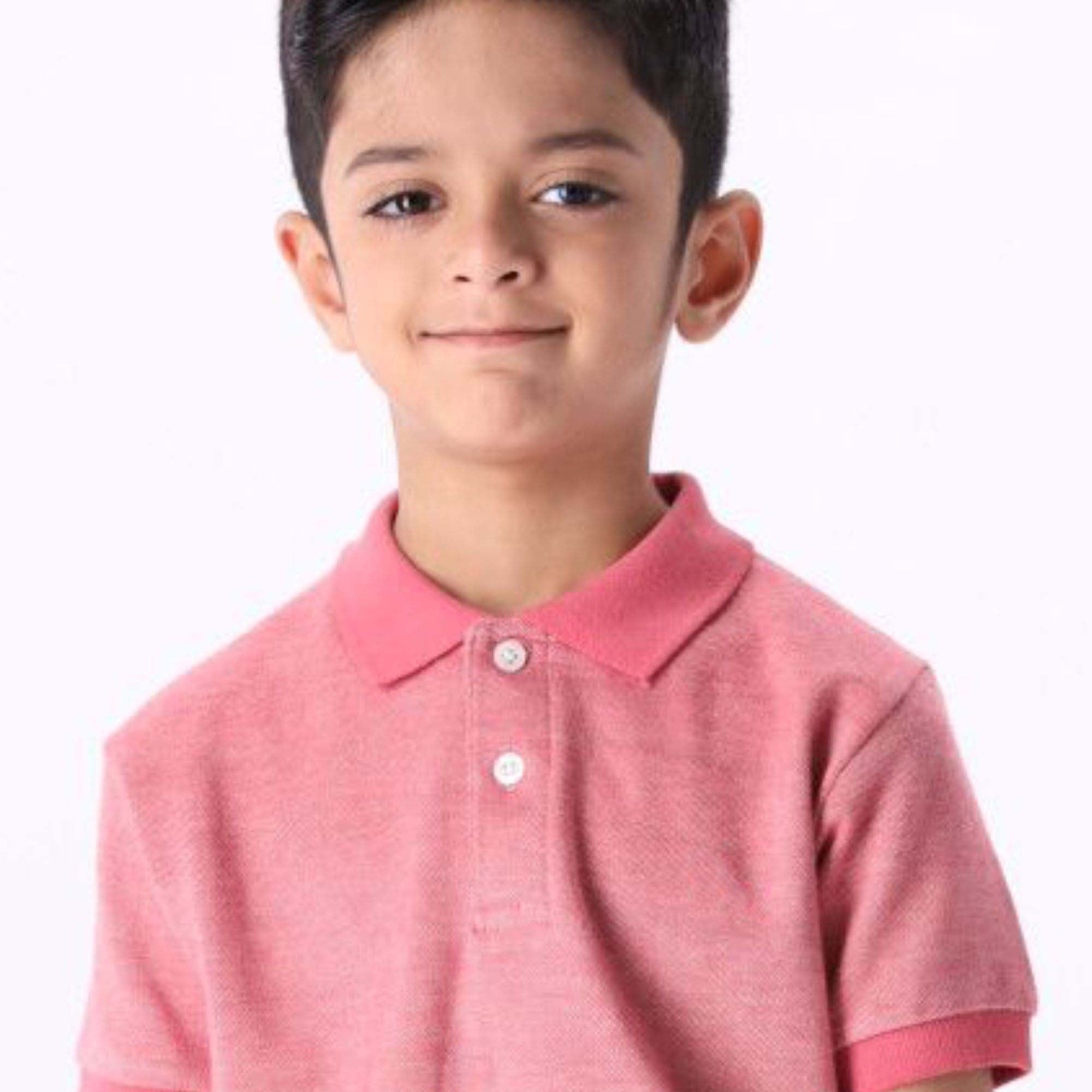 Summer Season 100% Combed Cotton Pique 220 gsm Custom Embroidered Logo Short Sleeves Rose Pink Kids Polo Shirt