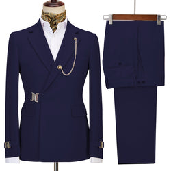 2022 New Design Mens Suits 2 Pieces Slim Fit Set Metal Clasp Custom Daily Prom Wedding Suits for Men