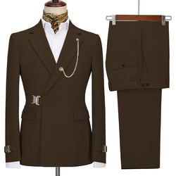2022 New Design Mens Suits 2 Pieces Slim Fit Set Metal Clasp Custom Daily Prom Wedding Suits for Men