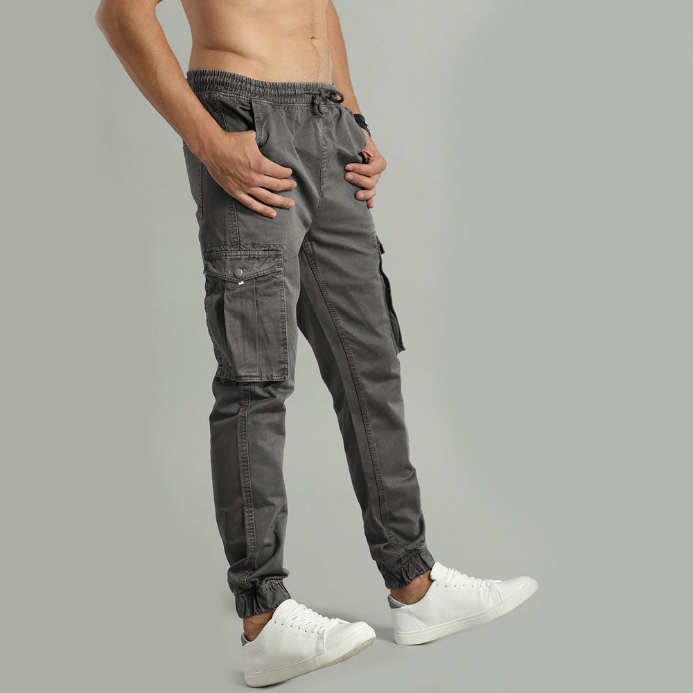 Custom men black drawstring waist nylon pants snap button side pockets zipper detail relax fit cargo camo pants