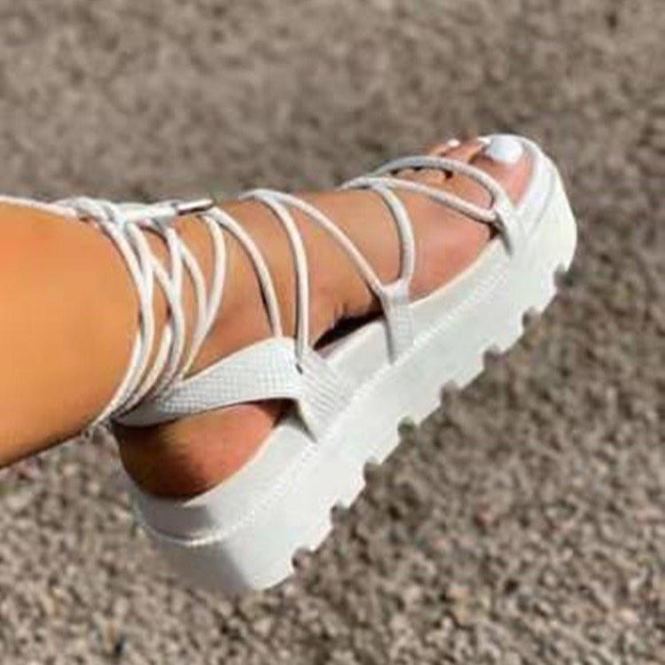 ins hot sale thick sole wedge design high heel sandals wholesale ladies shoes women heels
