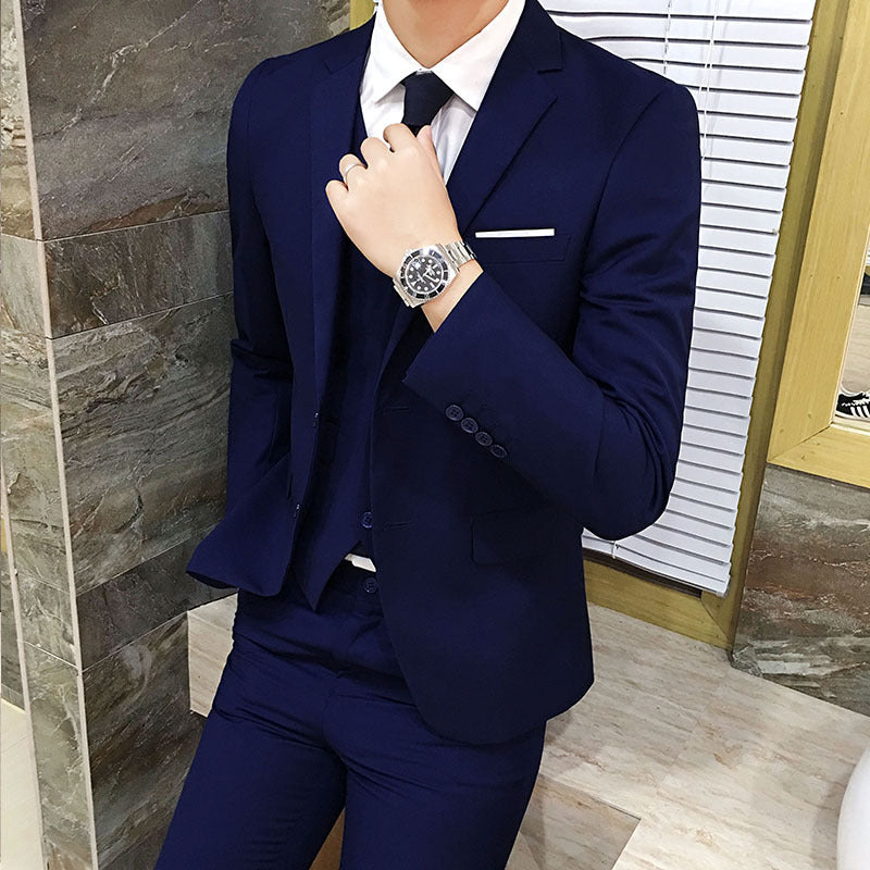 Men's casual suit Male groom coat men's suit men's suit three - piece setMen's evening dress