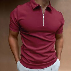 Wholesales Slim Fit Golf Polo Shirts With Zipper Polo Shirts Custom Logo Printed Men Polo Shirts