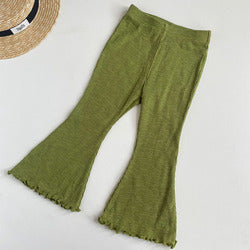 Wholesale summer pit cotton bell-bottom kids pant wide leg fashion girls pants