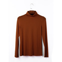 European plus size women's autumn style long sleeve T-shirt versatile solid color top turtleneck modal cotton base shirt