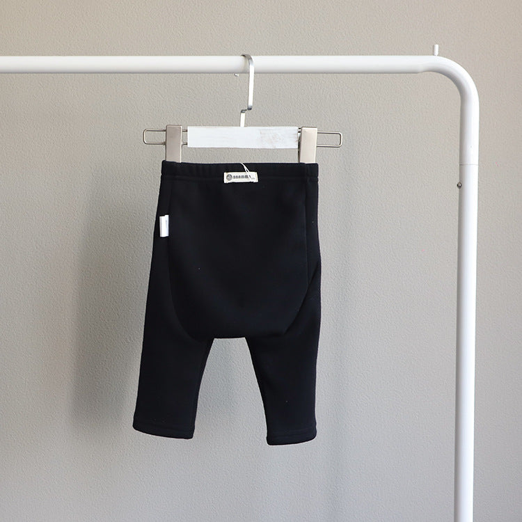 Spring Autumn Solid Color Cotton Child Baby Kids Unisex Sports Long Trousers Pants For Baby Boys Girls