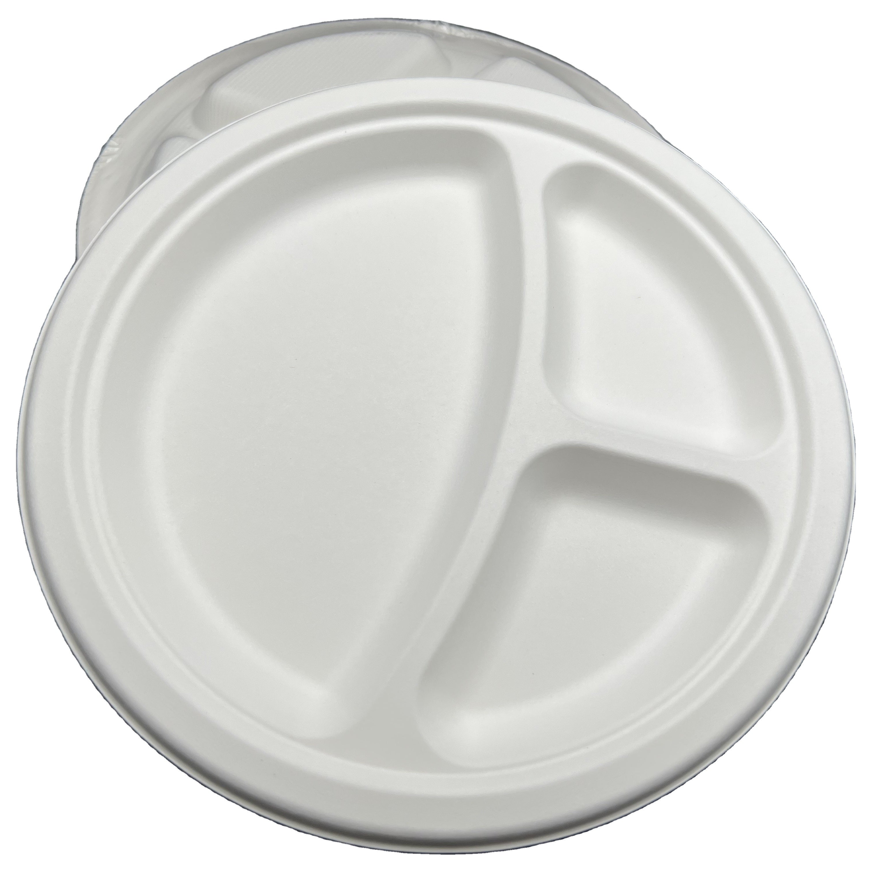 Disposable bagasse Tray Eco Friendly  Dish for Restaurant Biodegradable Sugarcane Pulp Round Food Plates 9 10inch