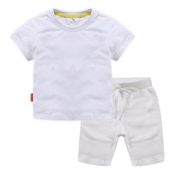 Conyson 2022 Summer Solid Color Cotton Shorts And T Shirt Kids Clothing Sets Custom Baby Boys Clothing Sets 4 To 12 Years Old