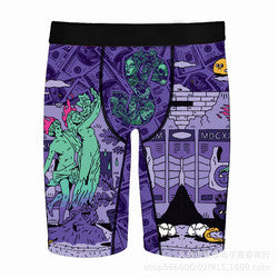 Oem Factory Quick Dry Long Boxers For Man Fashion Beach Swimsuits Full Printed Men Underwear