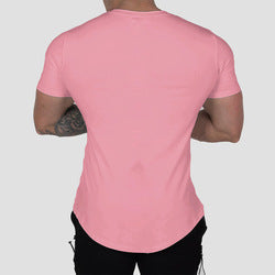 Elastic custom logo Short Sleeve mens t shirt  Training  Fitted Workout  Fitness Mens Slim Fit Sport  oversize  Gym Shirt