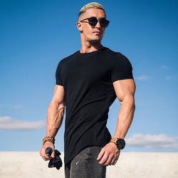 Men's Tshirt Men Tee Tops Wholesale Custom Short Sleeve Breathable Sport Running Fitness Muscle Bodybuilding Mens Gym T Shirt