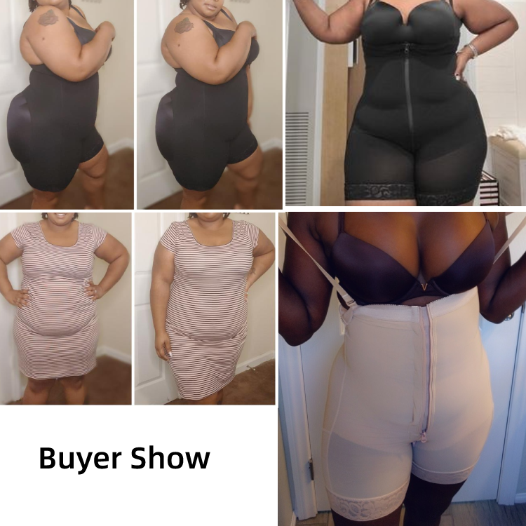 women shapewear slimming bodysuit underbust bodyshaper thigh zipper full body shaper with butt lift full body waist trainer