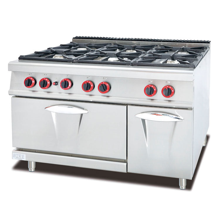 48 Inch Commercial Freestanding 6 Burners Gas Cooking Stove With Oven And Cabinet