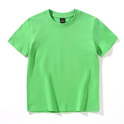 High Quality 200gsm 100% Cotton Children's Short Sleeve Loose T-shirt Boys Girls Solid Color Blank Printable Shirt Custom Logo