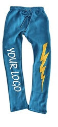 Custom Logo Men's Stacked Sweat Trousers High Street Hip Hop 3D Puff Print Jogger Track Pants Flare Sweat Pants Men