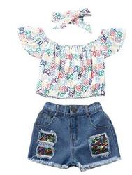 2PCS Set Toddler Kids Baby Girls Outfits Clothes T-Shirt Vest Tops+Shorts Pants