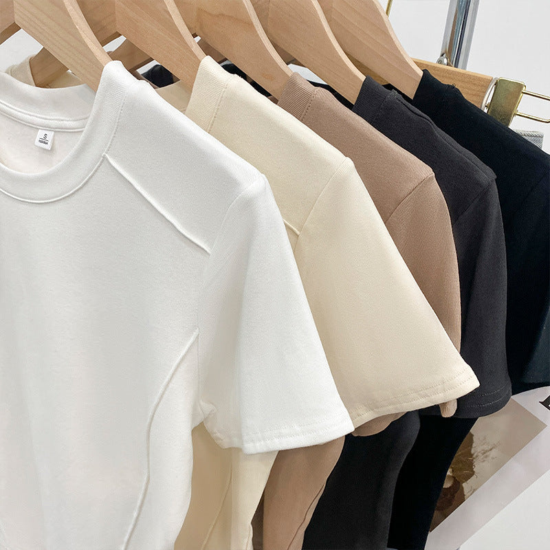 New Solid Color Round Neck Short Sleeve Slim Fit T-Shirts Women's Short Fashion Casual Blank Custom Tops T-Shirts