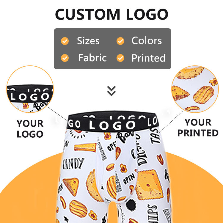 custom logo design service man boxer briefs soild underwear for men