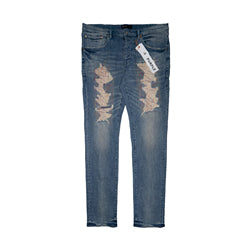 Custom Men Pants Purple Denim Pants Wholesale Breathable Skinny Fitting Streetwear Clothing Patch Denim Low Rise Skinny Jeans