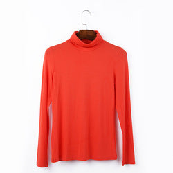 European plus size women's autumn style long sleeve T-shirt versatile solid color top turtleneck modal cotton base shirt