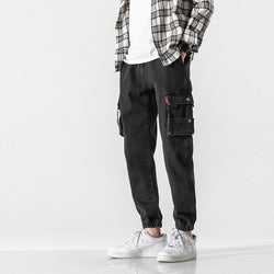 casual young style jeans pants for men middle waist slim pockets mens denim trousers 2021 fall casual streetwear