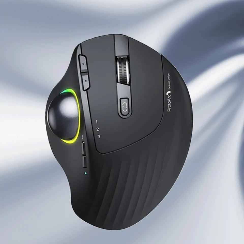 ProtoArc EM01 2.4ghz Slim Wireless Dual-mode Rechargeable Office Silent Blue tooth Rgb Ergonomic Computer Mouse