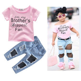 2PCS Set Toddler Kids Baby Girls Outfits Clothes T-Shirt Vest Tops+Shorts Pants