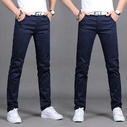 Khaki Twill Men Trousers Stretch Wash Straight-leg Trousers European Men Formal Trousers