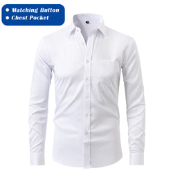 Official Solid Beautiful White Spandex Longsleeve Elastic Slim Formal Social Office Uniform Wear Business Dress Shirts For Mens