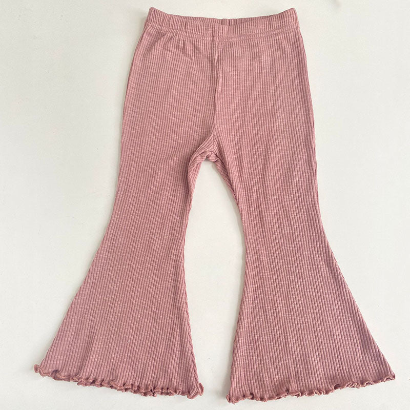 Wholesale summer pit cotton bell-bottom kids pant wide leg fashion girls pants