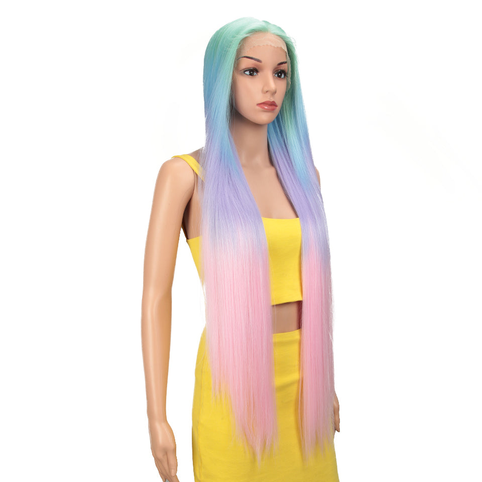 natural hair wigs for black women straight synthetic lace front hair 38 inch ombre lace front wig cosplay blonde lace front wig