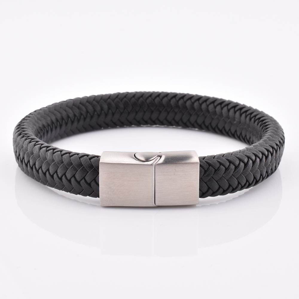 wholesale luxury mens magnetic clasp men jewelry bracelet real leather bracelet