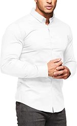 High Quality Mens Muscle Dress Shirts Slim Fit Stretch Long Sleeve Casual Shirts
