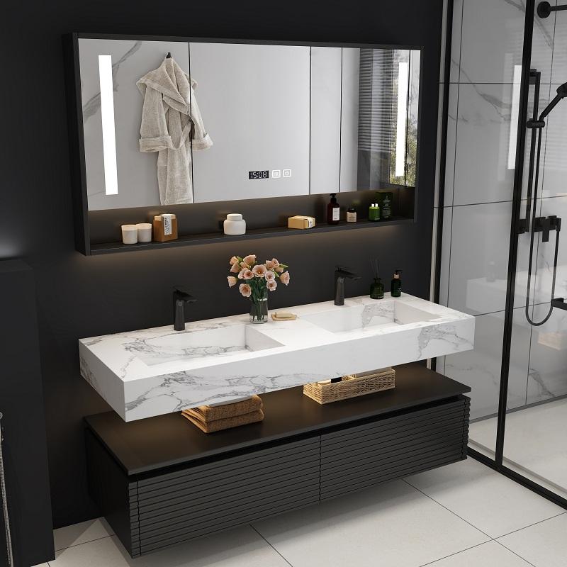 Luxury Floating Bathroom Dresser Mirror Cabinet Modern Wall-mounted Bathroom Dresser Set