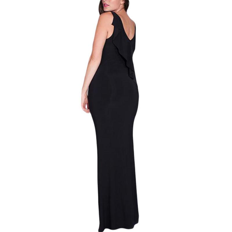 s146 women s plus size dresses black cascading ruffle reversible tank long bodycon maxi dress