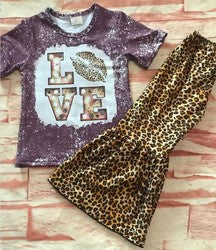 Kids Summer Outfits girl's clothing Set Short Sleeve Cow Top Flare Long Pants  Leggings 2 Piece Set