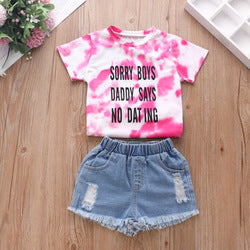 2PCS Set Toddler Kids Baby Girls Outfits Clothes T-Shirt Vest Tops+Shorts Pants