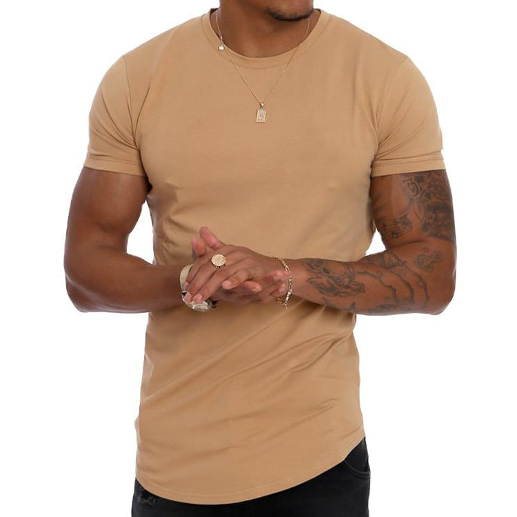 Streetwear Mens Slim Fit Long Sleeve T Shirt Top OEM Longline Curved Hem T Shirt Light Weight 93% Cotton 7% Elastane Gym T Shirt