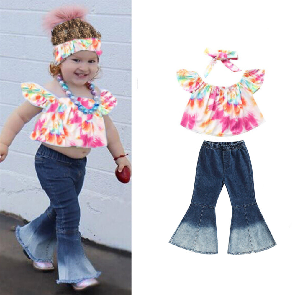 2PCS Set Toddler Kids Baby Girls Outfits Clothes T-Shirt Vest Tops+Shorts Pants