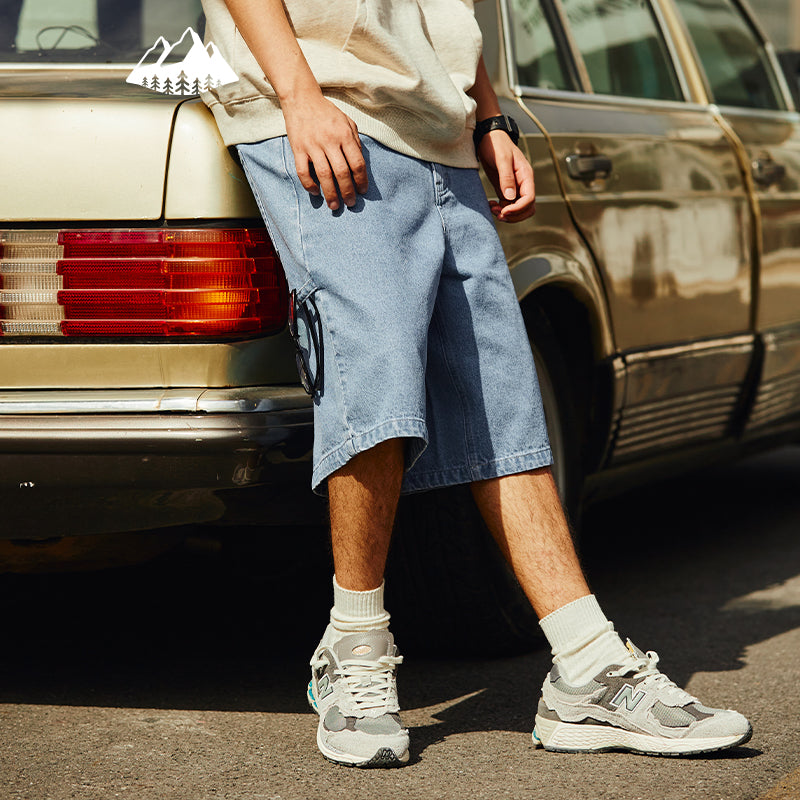 2022 Summer Vintage Washed Plain Loose Baggy men's Denim Jeans Shorts Factory Wholesale