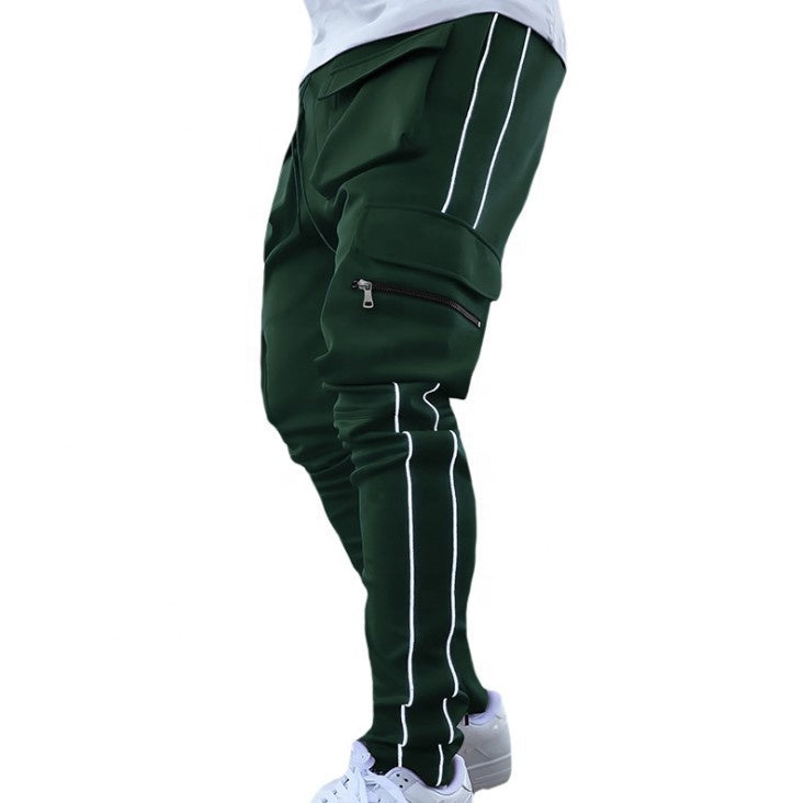 2022 Sports Top Mens Stretch Sweatpants Slim Solid Color Gym Pants Jogger Reflect Running Training Jogging Pants Man